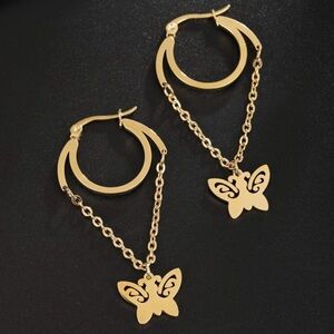 “Curlicue Butterfly” Coil Spiral Swirl Loop Twist Scroll Suspension Steel Hoops